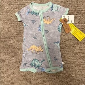 Dinosaur Print Kids One Piece - Gray and Green